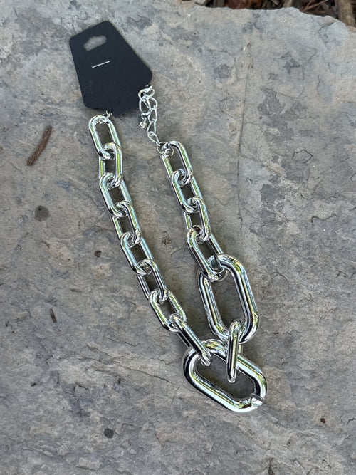 Bold Silver Oversized Link Chain Necklace