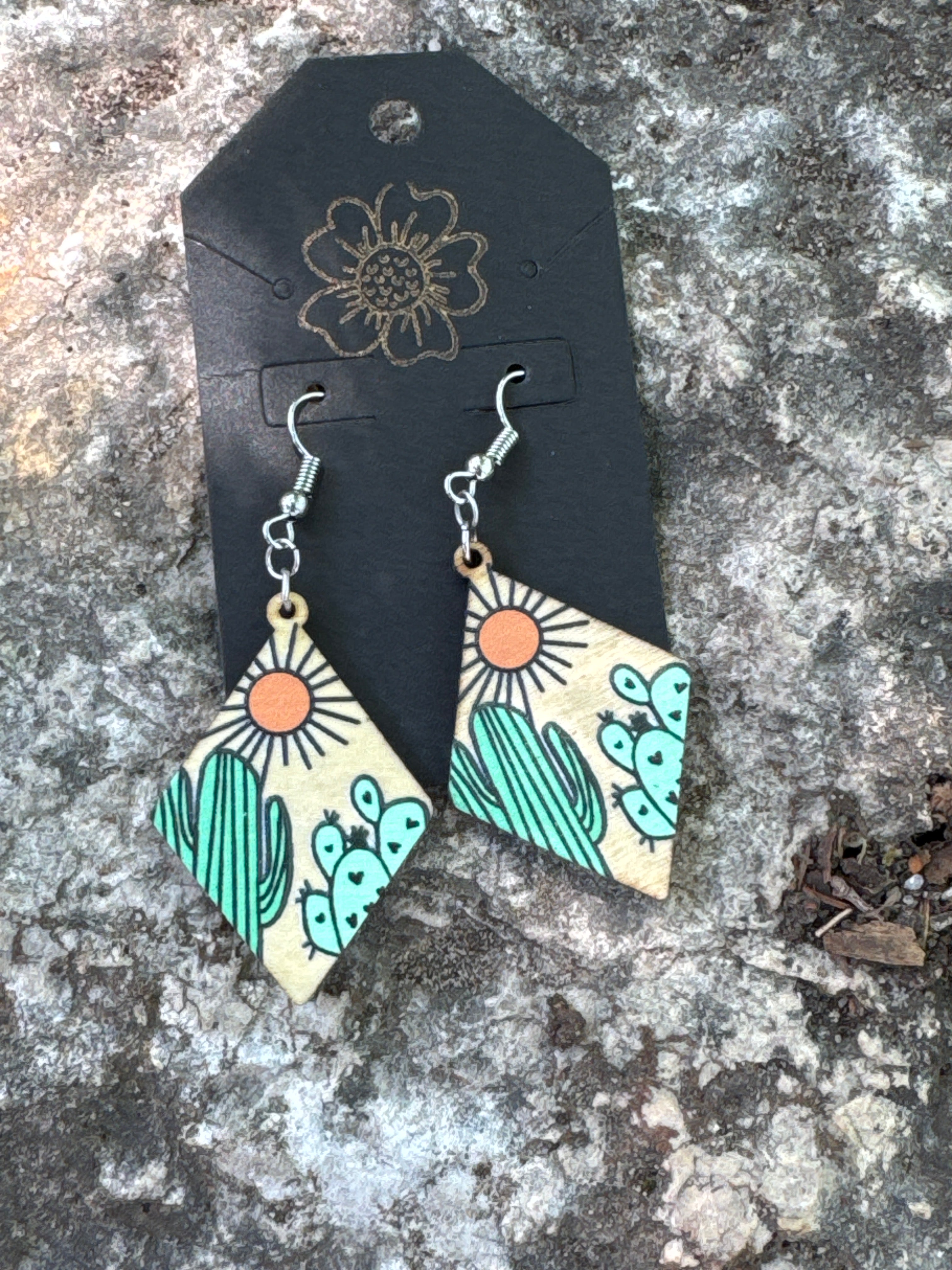 Desert Bloom Southwest Wood Earrings