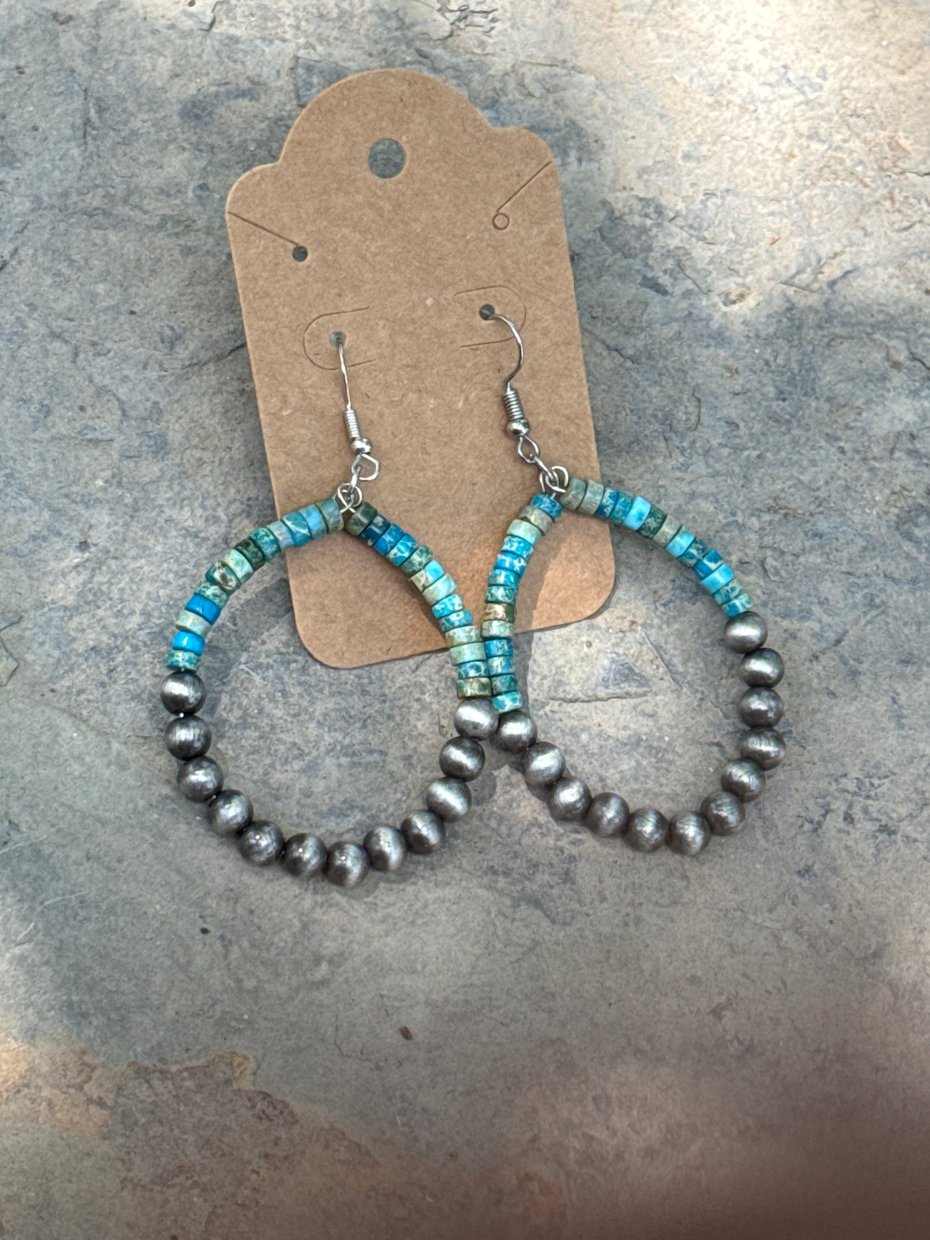 Navajo Pearl Desert Sky Hoop Earrings