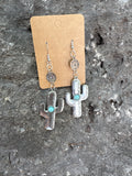 Turquoise Trail Cactus Dangle Earrings