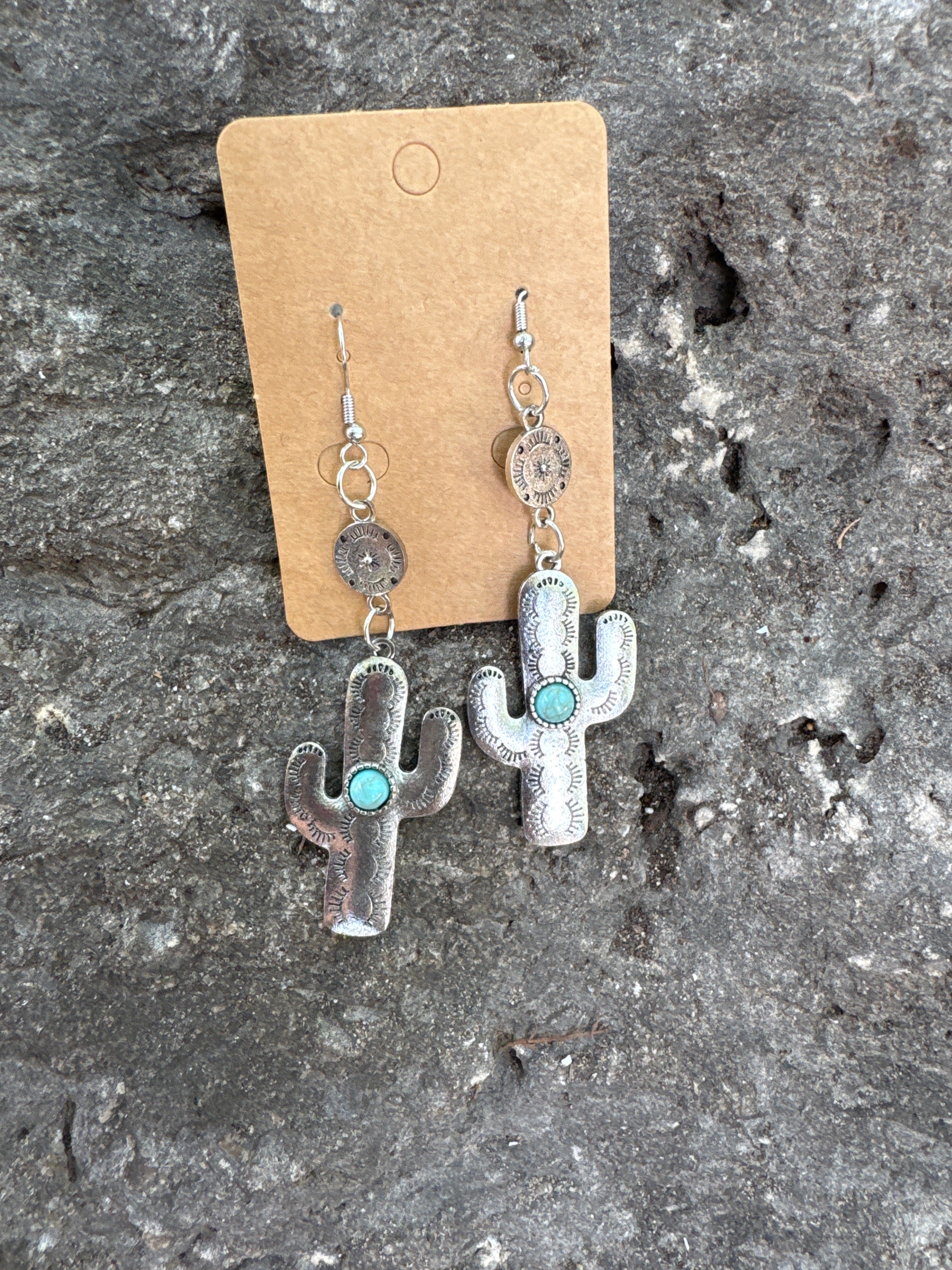 Turquoise Trail Cactus Dangle Earrings