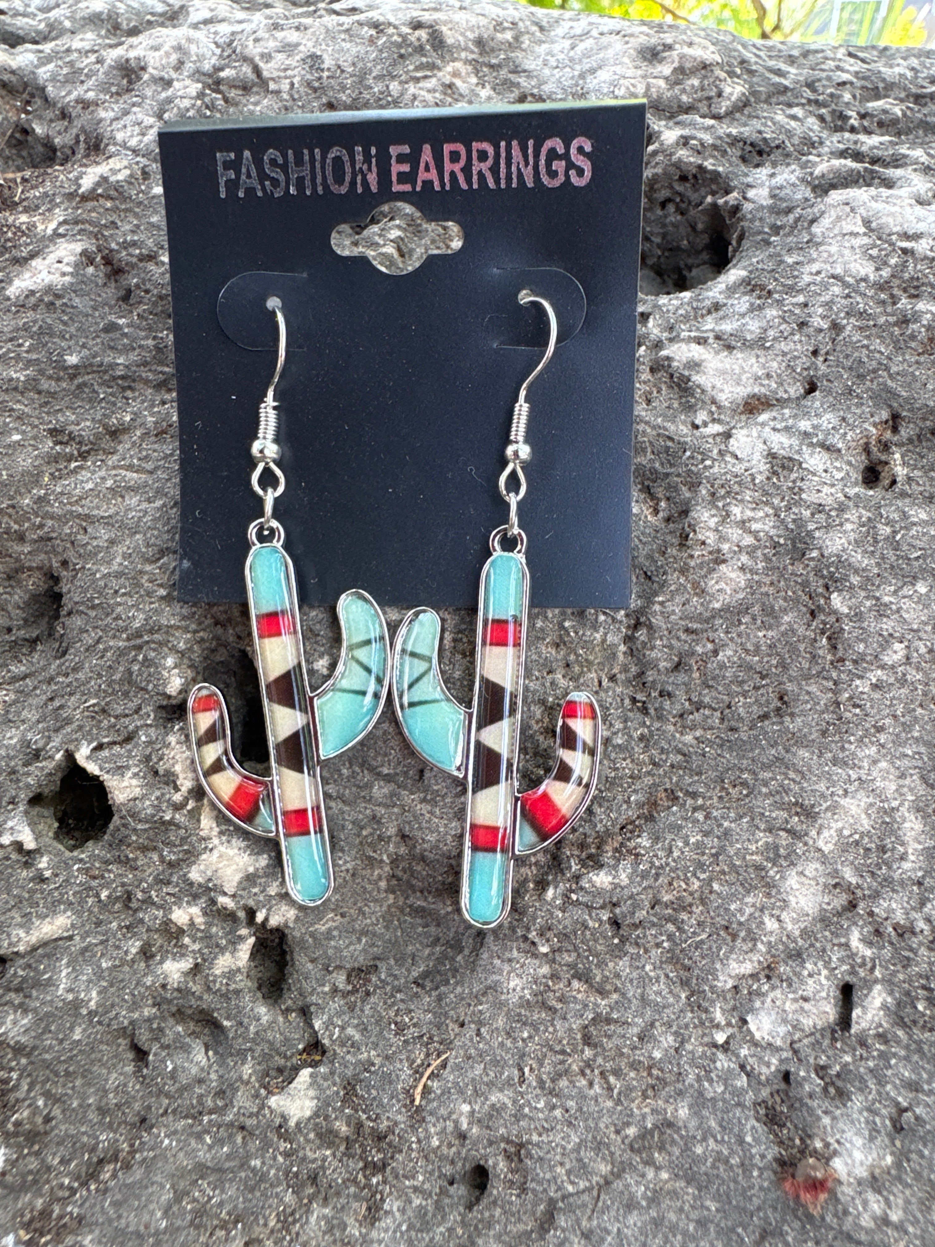 Serape Sunset Cactus Earrings
